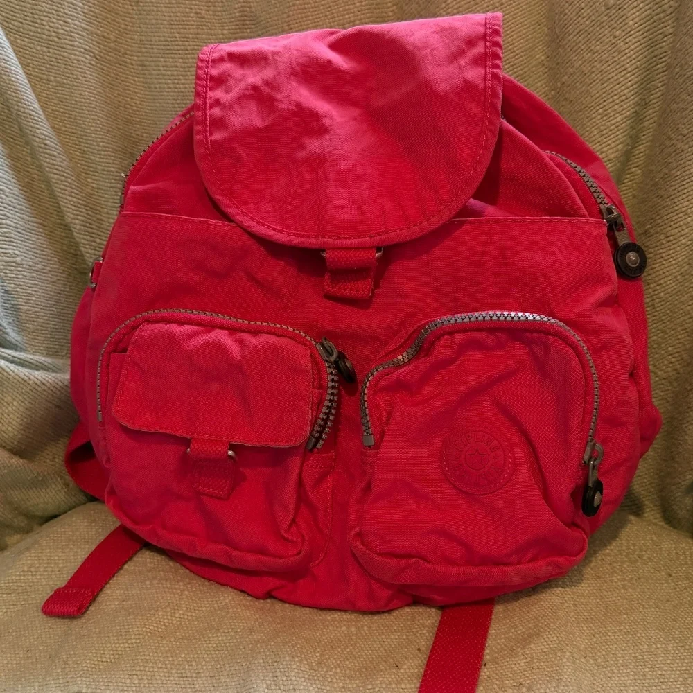 Kipling mini backpack pink Lovebug/Fiona/Firefly VGUC Raspberry - Picture 3 of 9